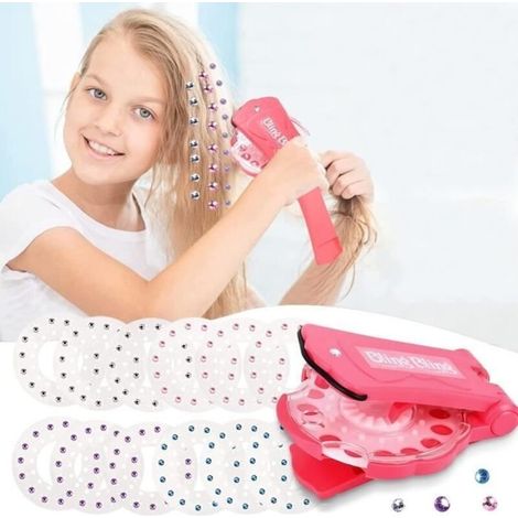 Strass-Haarstyling-Maschine, Diamant-Styler-Glamour-Styling-Tool-Set mit 180 dekorativen Strasssteinen – mehrfarbig, funkelnd, Schmuckset