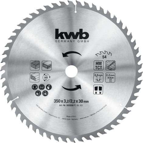 kwb Bau-Kreissägeblatt Sägeblatt für Tisch-Kreissägen, Wechselzahn f. mittlere Schnitte, Z-48 Zähne