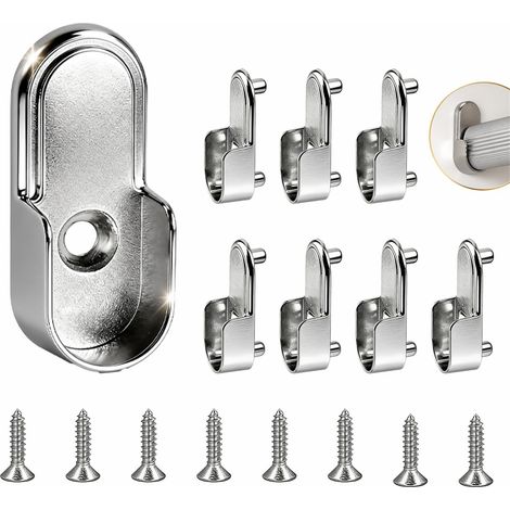 8PCS Support Penderie, Support de Tringle Penderie en Métal avec Vis, Fixation pour Barre de Dressing et Garde-Robe, Supports Robustes pour Placard, Accessoire Montage Meuble Vêtement (1/5)