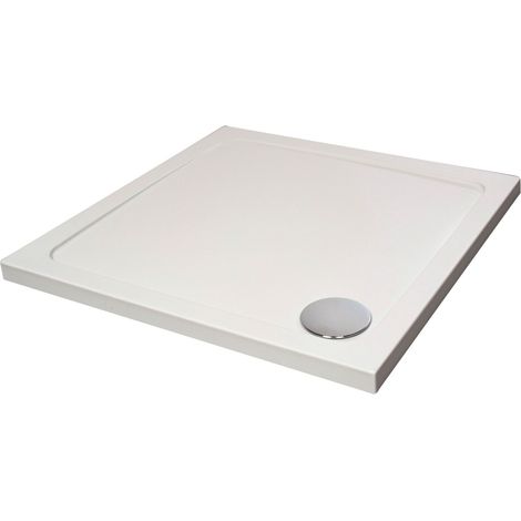 White Rectangular Stone Anti-Slip Shower Tray with Corner Waste Position - 900 x 800mm - Balterley
