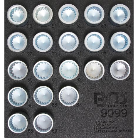 BGS Module d'insertion d'organiseur de chariot d'atelier 1/6 : Kit d'outils antivol de roue pour Porsche et VW Touareg 20 pcs. - 9099 (1/4)