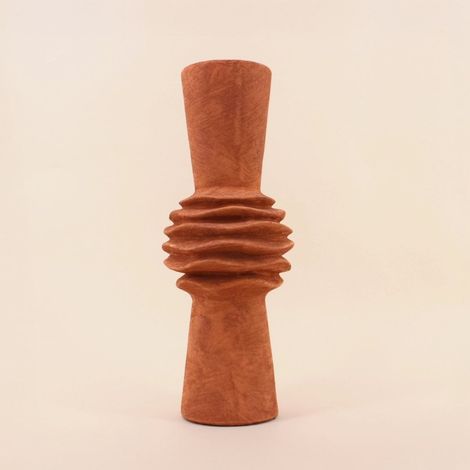 Vase en grès effet pierre terracotta, H47cm