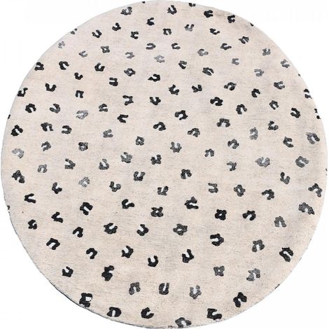 Tapis rond tissé à plat Jacquard DIAMETRE LEOP beige , tapis en coton (1/4)