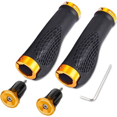 Poignées de vélo ergonomiques double lock or aluminium caoutchouc antidérapant 22mm (1/5)