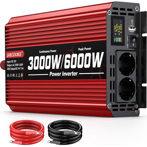 Convertisseur 12V vers 220V 3000W Sinus Modifié Inverter - Onduleur de Voiture avec 2 Prises + Port USB, Écran LCD, pour Voiture/Caravane/Camion/Camping/Voyage (1/5)