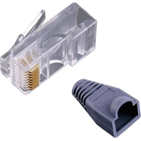 50 RJ45 connecteurs modulaires Prises +50 Bottes Casquettes (1/4)