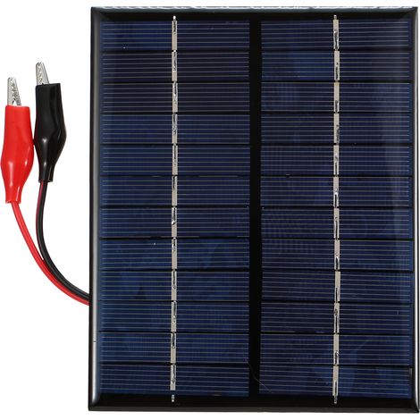 2W 12V Solarpanel mit Klemmen, polykristalline Silizium-Solarzelle, DIY, wasserdicht, Camping, tragbar, kompatibel mit Straßenlaternen, Gartenlampen, Ventilatoren und Pumpen (1/5)