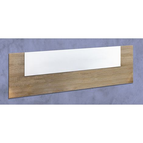 Tête de lit double coloris Chêne cambrian/blanc - Longueur 160 x profondeur 1,9 x hauteur 45 cm -PEGANE- (1/2)