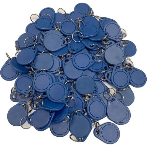 (Paquet de 100) 13.56MHz RFID Contrôle D'accès Porte-clés Proximité MF 1k Porte-clés Smart IC Keycard pour Porte Système Maison NFC jeton tag (Bleu) (1/3)