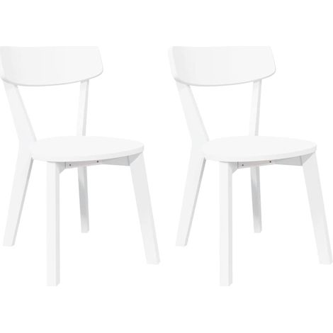 Lot de 2 Chaises à manger，Chaise de cuisine blanc bois massif caoutchouc CFW75548 (1/5)