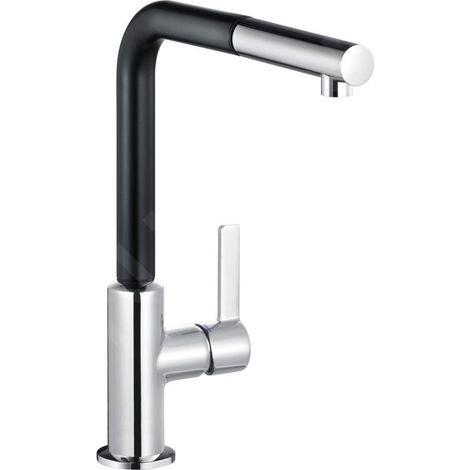 Kludi L-ine S - Mitigeur d’évier avec douchette extractible, chrome/noir mat 408518775 (1/4)