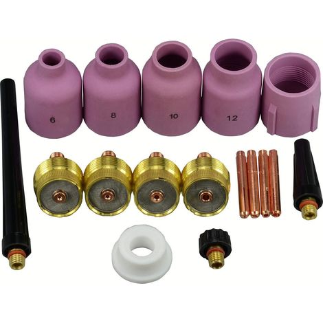 Corps de Collet pour Diffuseur de Gaz TIG 45V 13N Jumbo Grand Diamètre Buses en Alumine Coupes en Céramique 57N75 57N74 53N88 53N87 53N89 pour SR WP 9 20 25 Torche de Soudage TIG 17pcs (1/5)