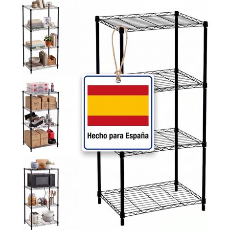 Relaxdays estantería metálica negra, 4 niveles, 35 kg/nivel, 120x56x35 cm, para casa/sótano/garaje, acero (1/5)