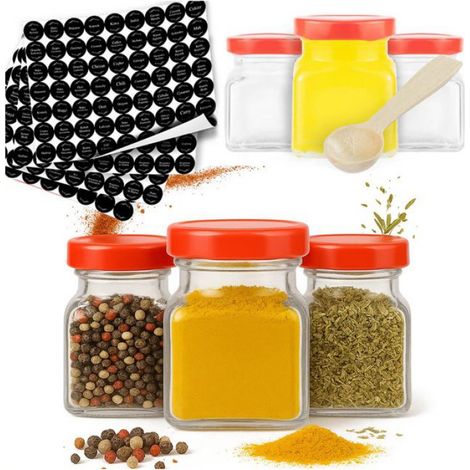 Pot Épices - 120 ml - Transparent Avec Couvercle Hermétique - Pour Épices Herbes Thé Miel - Lot De 20 (1/5)