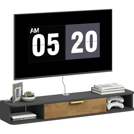 HOMCOM 120 cm Floating TV Unit with Storage Entertainment Media Console Grey (1/5)
