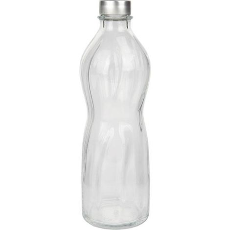 Pack 6 botellas de vidrio transparente con tapón de acero inoxidable 1 L (1/4)