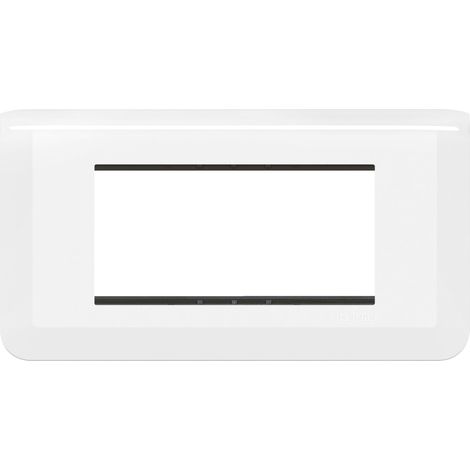 Legrand – Plaque de finition Mosaic 4 postes – Fixation par vis – Plastique blanc brillant – Installation rapide pour bâtiments tertiaires et résidentiels