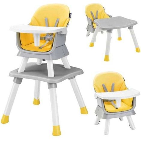 Chaise haute bébé évolutive 6 en 1, plateau réglable amovible, harnais 5 points, pour bébés de 6 à 36 mois (1/5)
