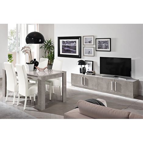 CLARK - Ensemble Salon Séjour Effet Marbre Meuble TV + Table 190cm (1/4)