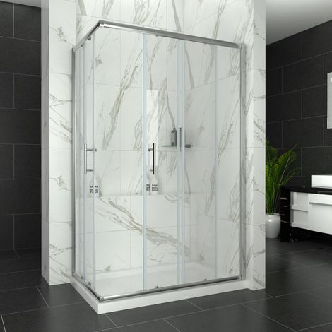 ELEGANT Shower Door and Enclosure 1200 x 800mm Sliding Reversible Corner Entry Shower Cabin with Tray and Riser Kit (1/5)