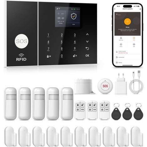 Kit Alarm,Alarme de Maison sans Fil connectée,système de sécurité avec Surveillance assistée en Option,sans Engagement à Long Terme, Fonctionne avec (1/5)