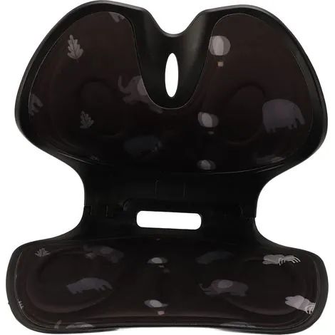 Coussin lombaire pliable à motif éléphant, améliore la posture, coussin de soutien lombaire ergonomique pour chaise de bureau et d'étudiant, noir et floral. (1/3)