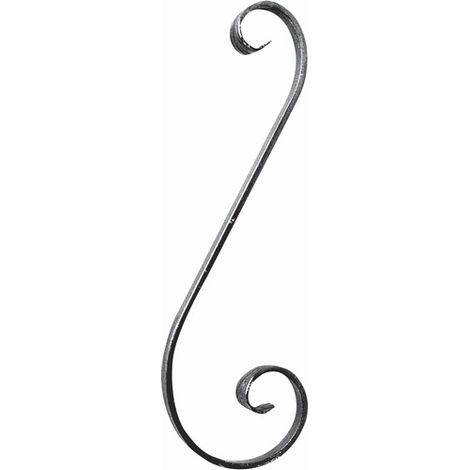 Deco Fer Forge – Volute en S inégale fer forgé à souder – Hauteur 350mm – Largeur 110mm – Plat lisse 16x6mm – Décoration portail et clôture