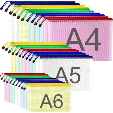 Auswahl von 30 Reißverschlussbeuteln in den Größen A4, A5, A6 aus Kunststoff (Farben: A4, A5, A6) (1/5)