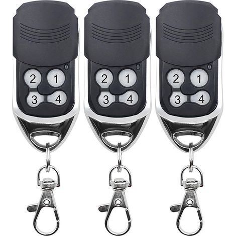 Lot de 3 Télécommandes Universelles Portail 433MHz, Compatible avec CAME DOORHAN MOTORLIN, Code Fixe et Roulant, 4 Canaux, Remplacement Clé Garage Volet