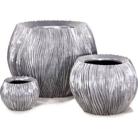 Bac plastique & particules métal Ø45cm H35cm Ext chaudron argent vague - dimhaut: H 35 cm - couleur: Argent