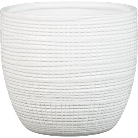 Scheurich Corteza. Pot de fleurs en céramique. Couleur : Panna. 21.5 cm de diamètre. 19.3 cm de haut. 4.9 l Vol.