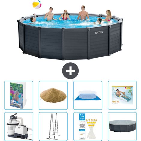 Intex Piscina Graphite Panel Rotonda - 478x124 cm - 9-pezzi  S545