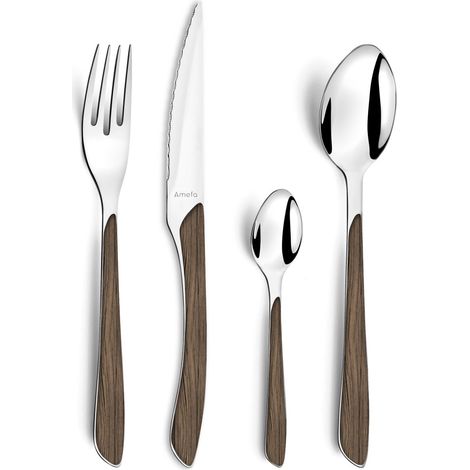 Eclat Nature - Ménagère 24 pièces Bois foncé