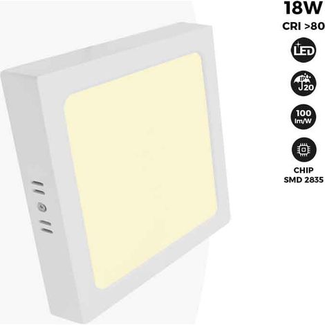 Plafón LED Cuadrado 18W Alta Eficiencia - Blanco Cálido
