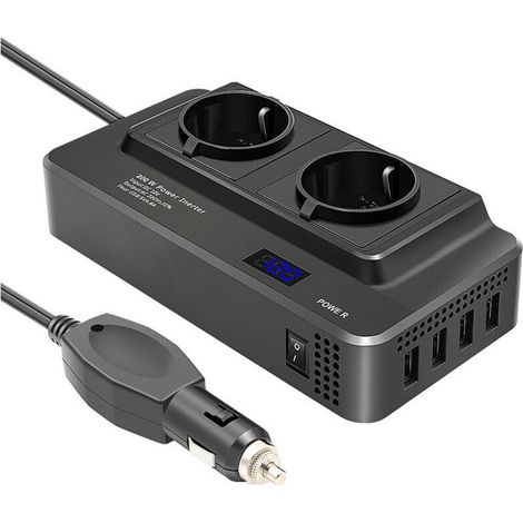 Onduleur de voiture 200W, convertisseur de puissance 12V à 220V, prise Standard européenne, noir