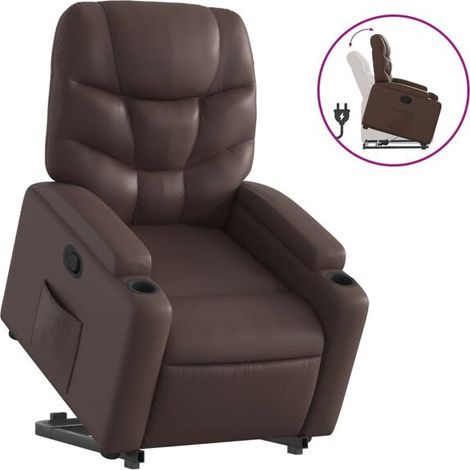 fauteuil lounge en similicuir marron (1/5)