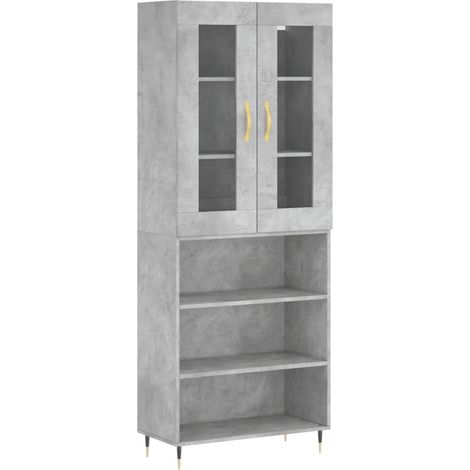 Maison Exclusive - Buffet haut Gris béton 69,5x34x180 cm Bois d'ingénierie (1/5)