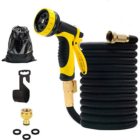 Ausziehbarer Gartenschlauch – Spritzpistole mit 9 Funktionen + dreifacher Latexkern + Aufbewahrungstasche, Garten-30 m (3300D 3300D)