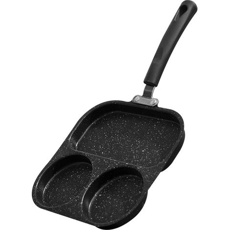 [Cuisinière antiadhésive pour le petit-déjeuner] Cuisinière 3 en 1 en fonte antiadhésive : poêle à crêpes et à œufs (1/5)