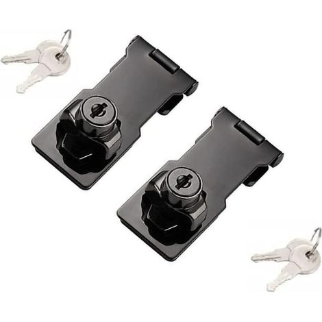 Deux loquets à bouton rotatif, adaptés aux petites portes, armoires, etc. (8 cm, noir) (1/4)