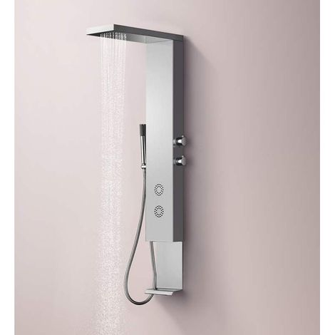 Distribain – Colonne de douche hydromassante 180x500x1400mm – Acier inoxydable finition brossé – 2 jets ronds micro-diffusion – S283 (1/5)