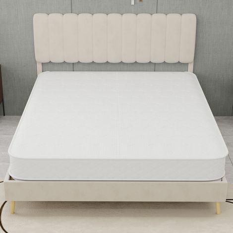 Matelas 140x200x23 cm blanc en textile avec ressorts ensachés et mousse à mémoire de forme (1/5)