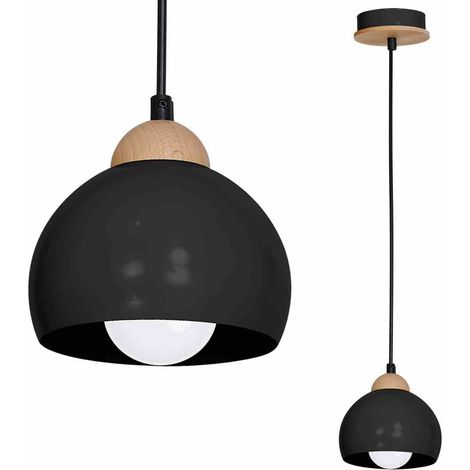 Suspension Milagro Dama noir bois clair E27 Ø15 cm (1/5)