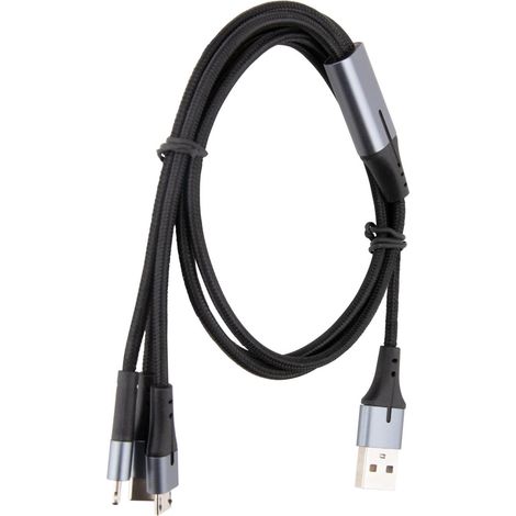 Câble USB triple tête USB-A+C câble 1m - Zenitech (1/5)