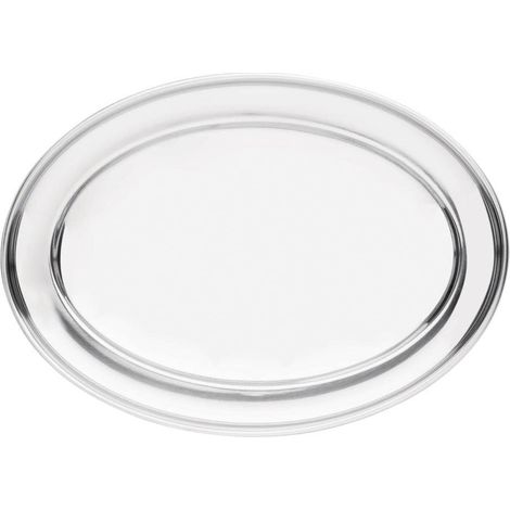 Plat de service ovale en acier inoxydable poli 45,7 cm de diamètre (1/5)