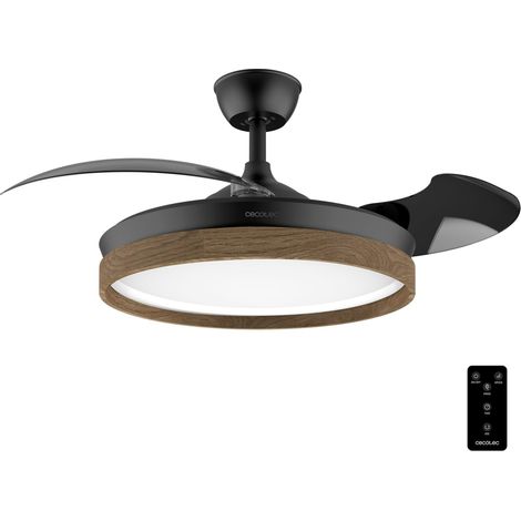Cecotec Ventilatore da Soffitto con Luce Energysilence Aero 4320 Invisible Wood&Black. 35W. 6 Velocità. Pale Retrattili. Telecomando. Timer. Luce Integrata. Intensità Luminosa Regolabile (1/4)