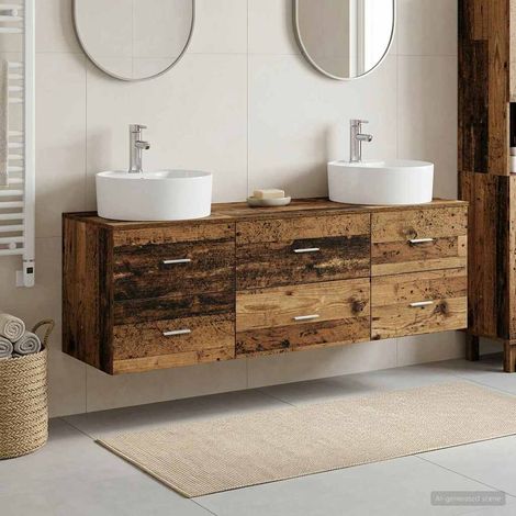 vidaXL Bathroom Cabinet Set 3 pcs Old Wood 161.5 x 44.5 x 82 cm (1/5)