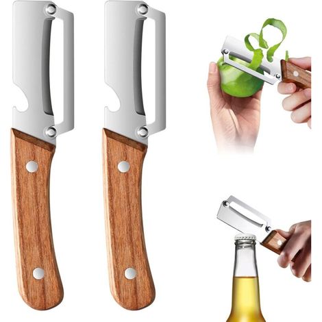 2-in-1 Multifunctional Kitchen Vegetable Peeler with Ultra-Sharp Stainless Steel Blade and Ergonomic Wooden Handle – Effortlessly peels potatoes, apples, carrots, and more. (1/5)