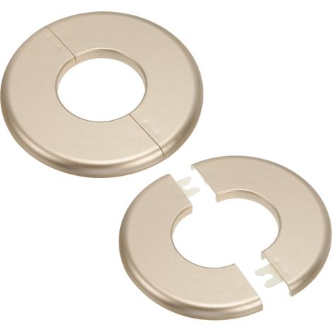 Plaque d'Écussons Auto-Adhésive Ronde en ABS 1.73"/44mm, 2pcs Couverture Murale pour Tuyau d'Eau, Cache Mitigeur Douche Boucles Rosace Robinet Chauffage Plomberie Mural, Doré (1/5)
