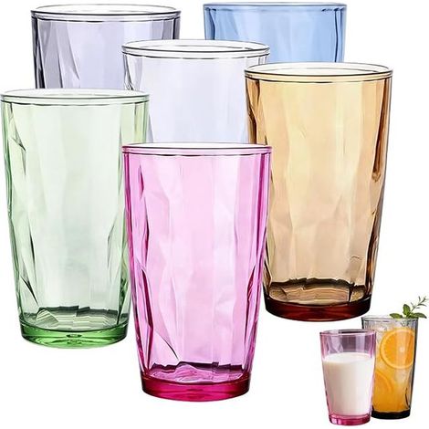 Set of Colorful Glasses: Acrylic Cocktail Glasses, Long Drink Glass for Home and Catering, Juice Glasses, Beverage Glasses, Kitchen Glasses (1/5)